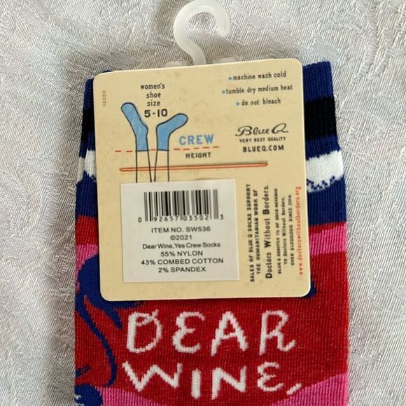 Blue Q women’s cotton crew socks - Dear Wine Yes! - Picture 7 of 9
